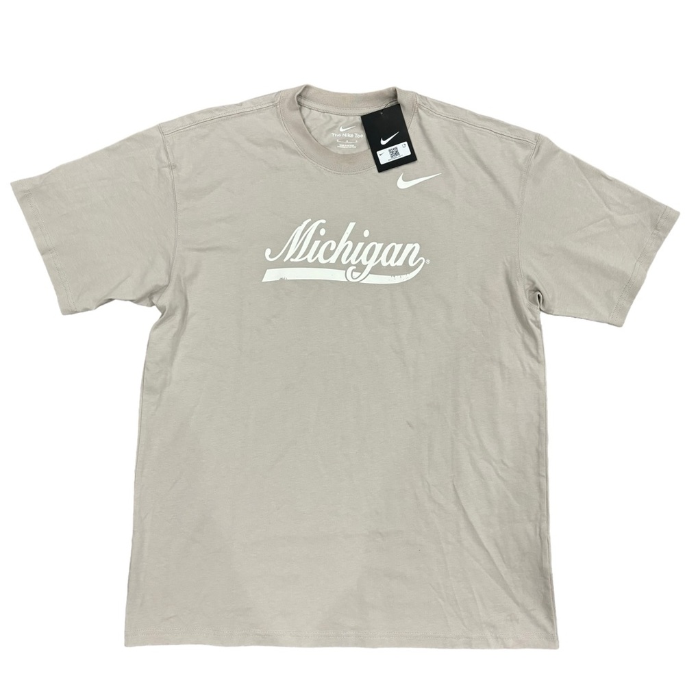 Nike Michigan Wolverines Retro Logo Oatmeal Tan T Shir